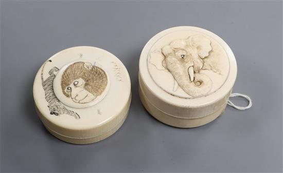 Two Japanese Meiji period ivory boxes